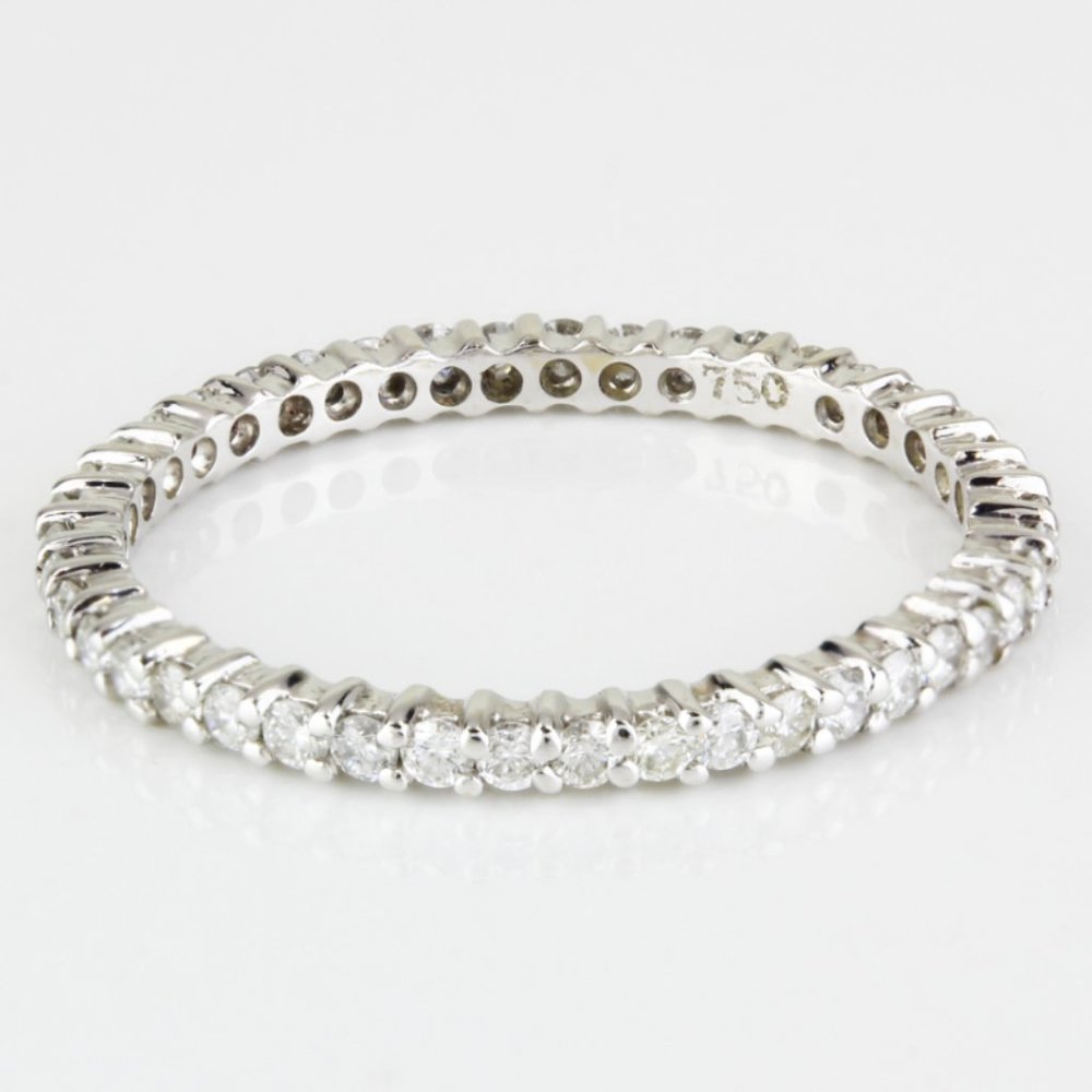 New 18K White Gold Jolie Diamond Stackable Eternity Anniversary / Wedding Ring